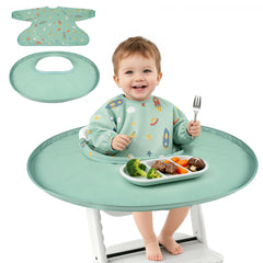 RICHER HOUSE coverall bib in green with long sleeves shields clothing during meals