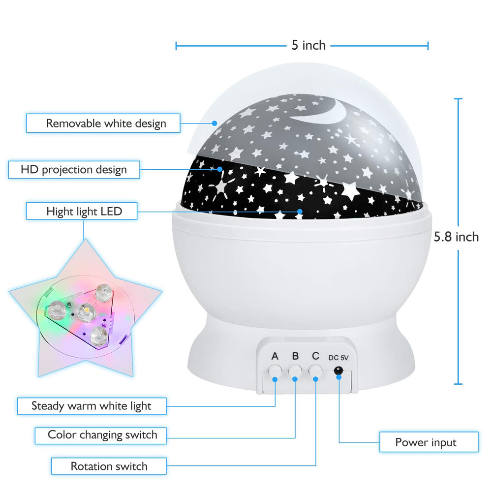 RICTLY night light with a quiet rotating base revealing evolving constellations overhead