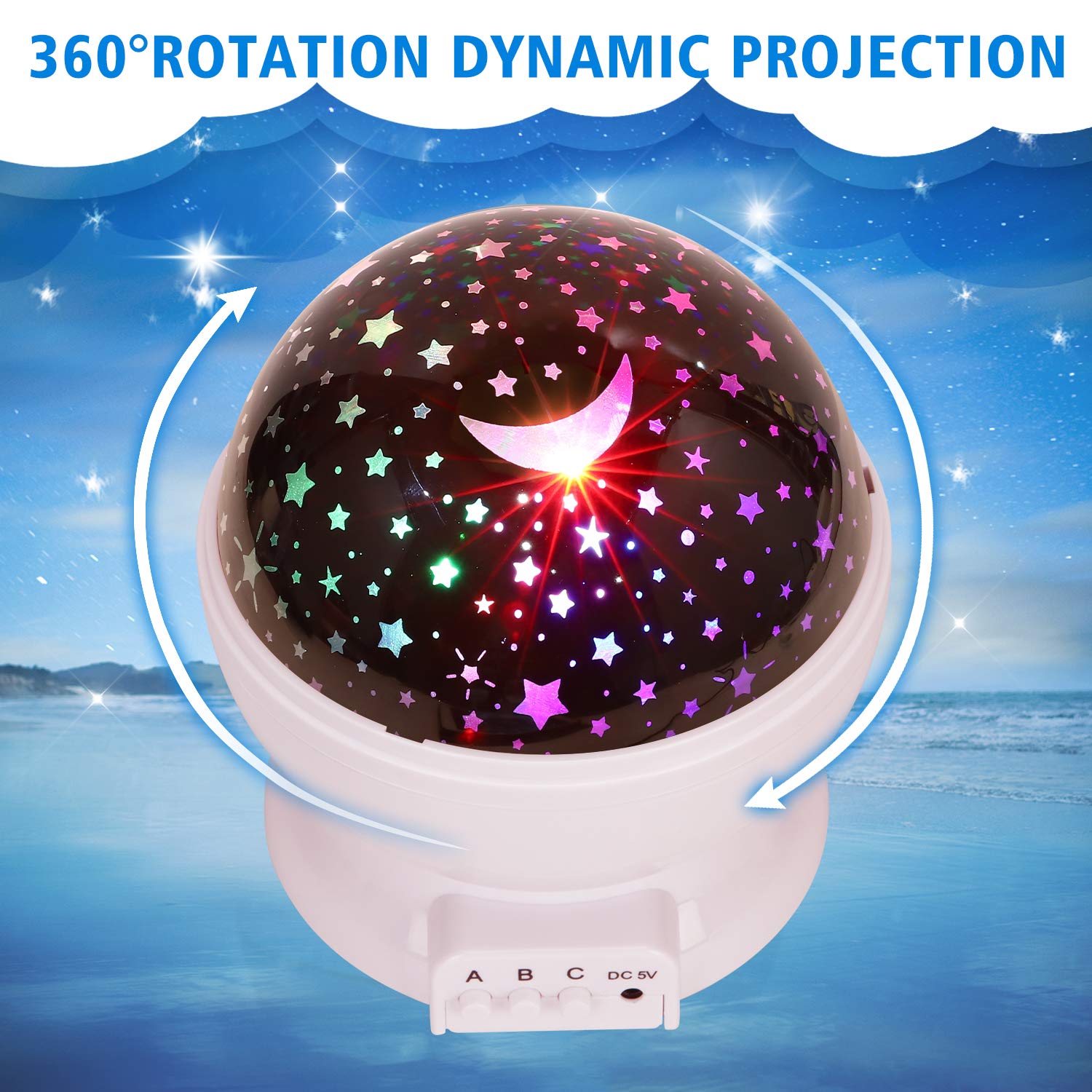 RICTLY nebula projection fills walls with stars and moons for immersive viewing