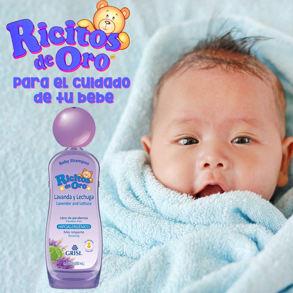 Ricitos de Oro Lavender Baby Shampoo bath time scene shows soothing aroma aiding relaxed routines.