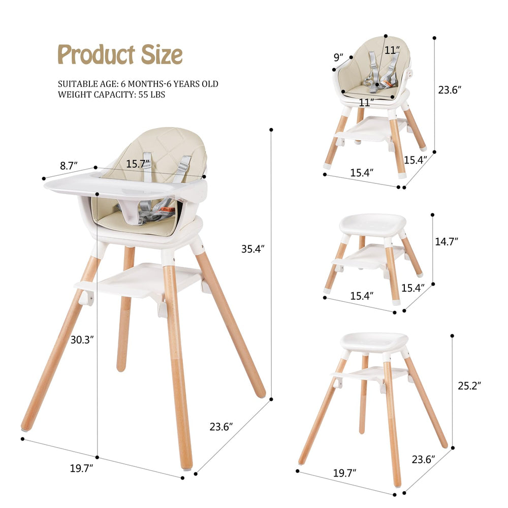 RICUTON 5-point harness ensures secure seating during feeding sessions
