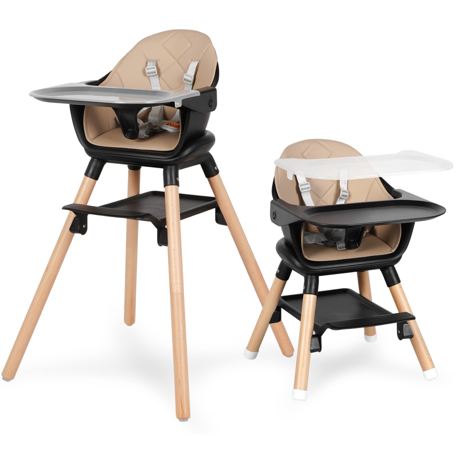 RICUTON 6-in-1 high chair assembly view highlights a durable beech wood frame.