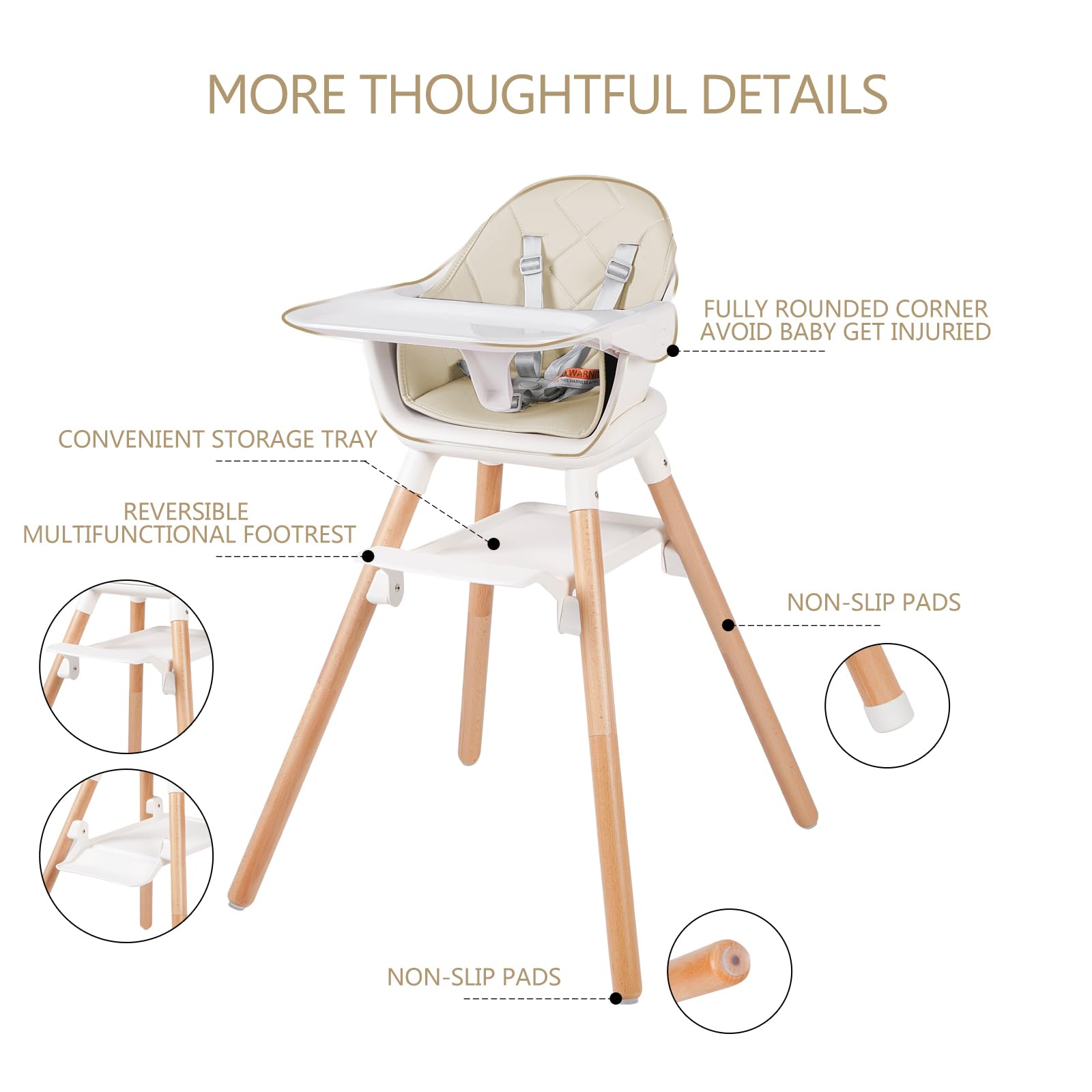 RICUTON beech wood legs provide durable stability for active toddlers