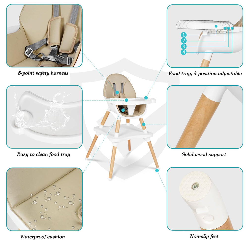 RICUTON wooden highchair tray removable for easy cleaning