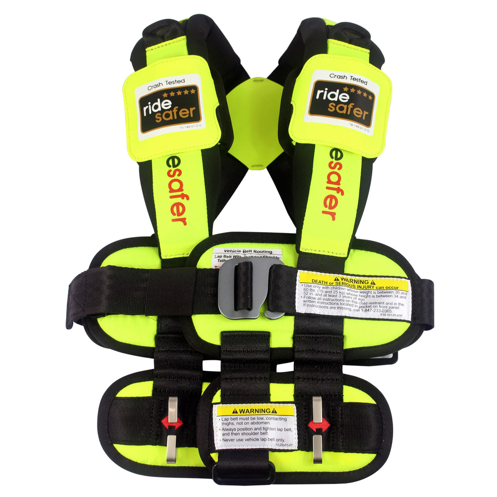 RideSafer vest travel-compact shown for easy car rides and on-the-go safety.