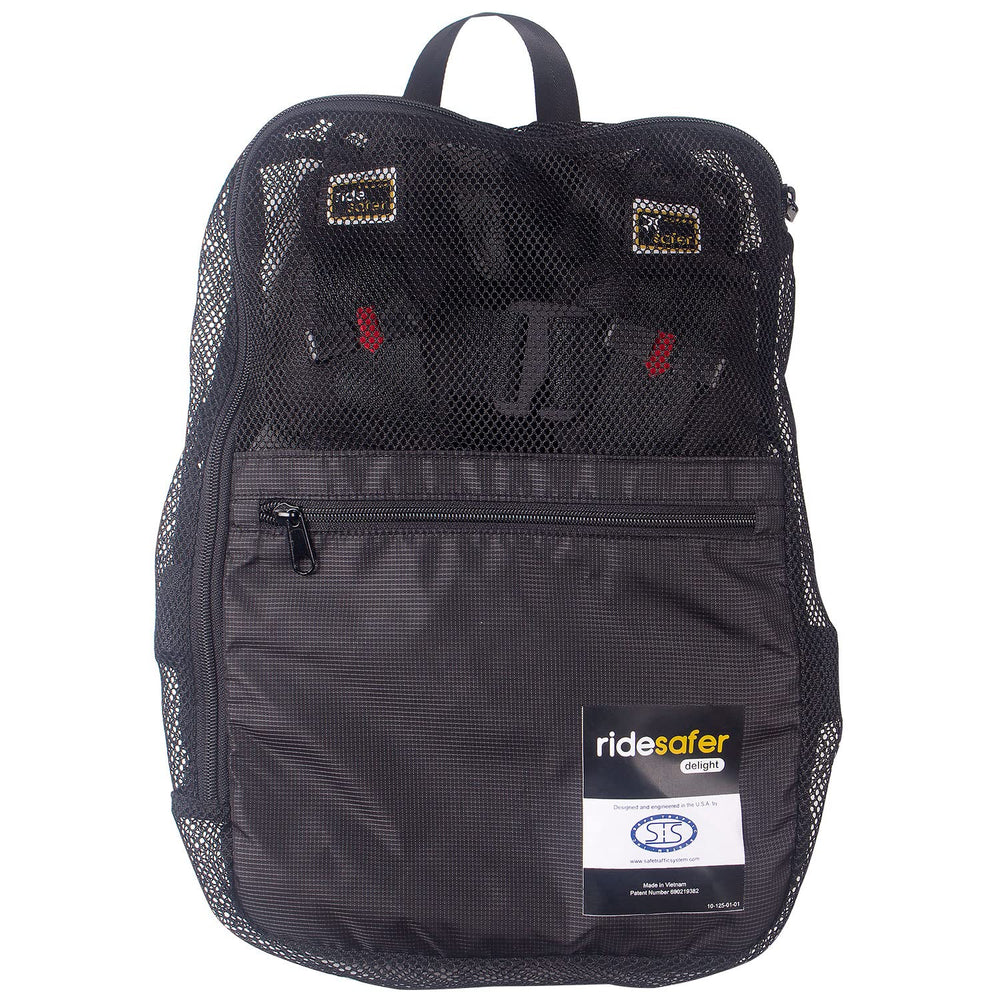 RideSafer XS black vest packaged image emphasizes ultra-lightweight travel option.