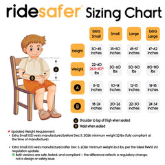 RideSafer XS black vest tether-setup demonstrating optional top tether compatibility.