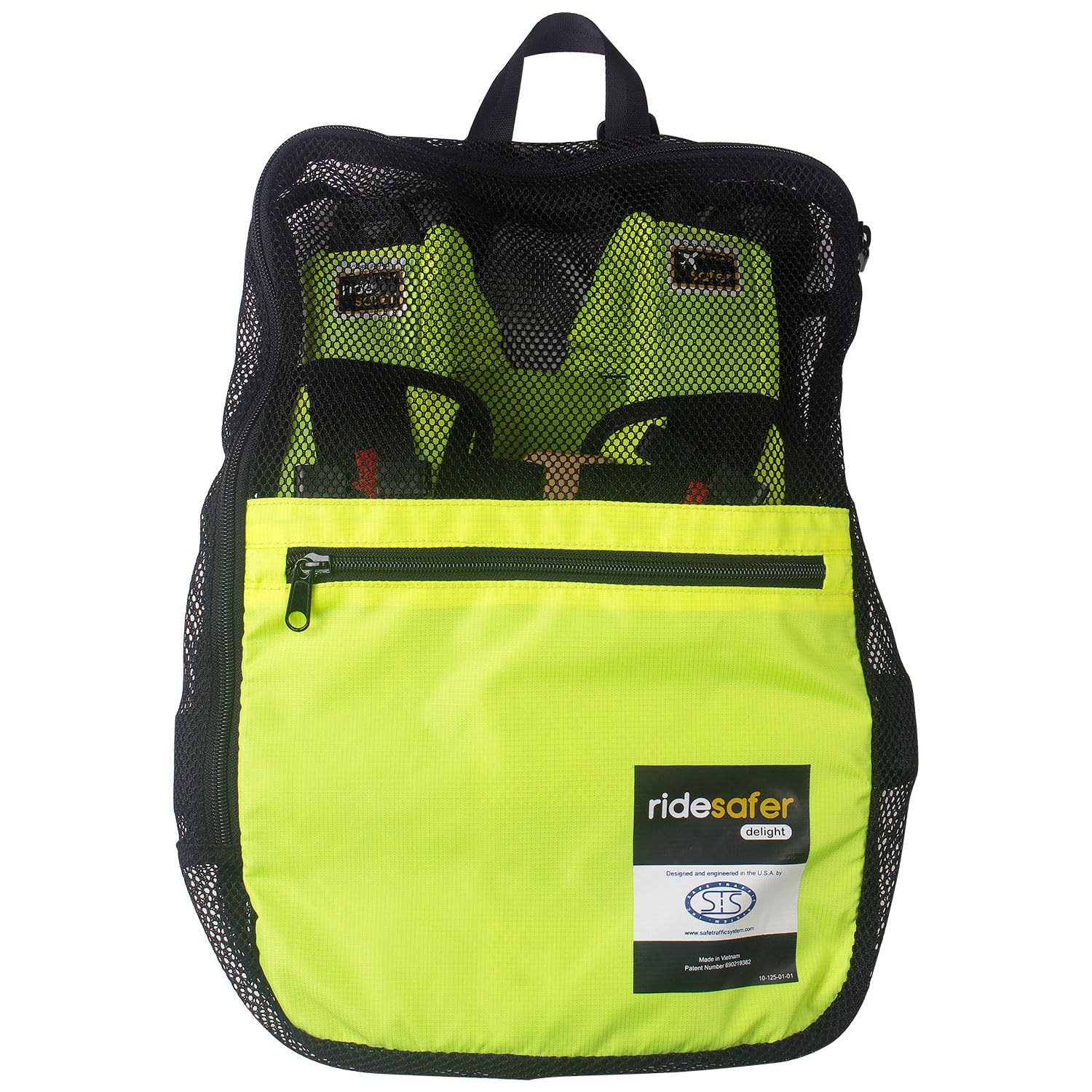 RideSafer XS yellow vest with tether concept for belt optimization
