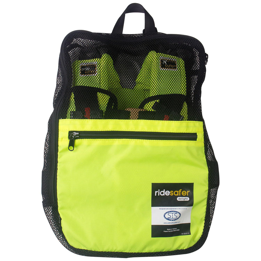 RideSafer XS yellow vest with tether concept for belt optimization