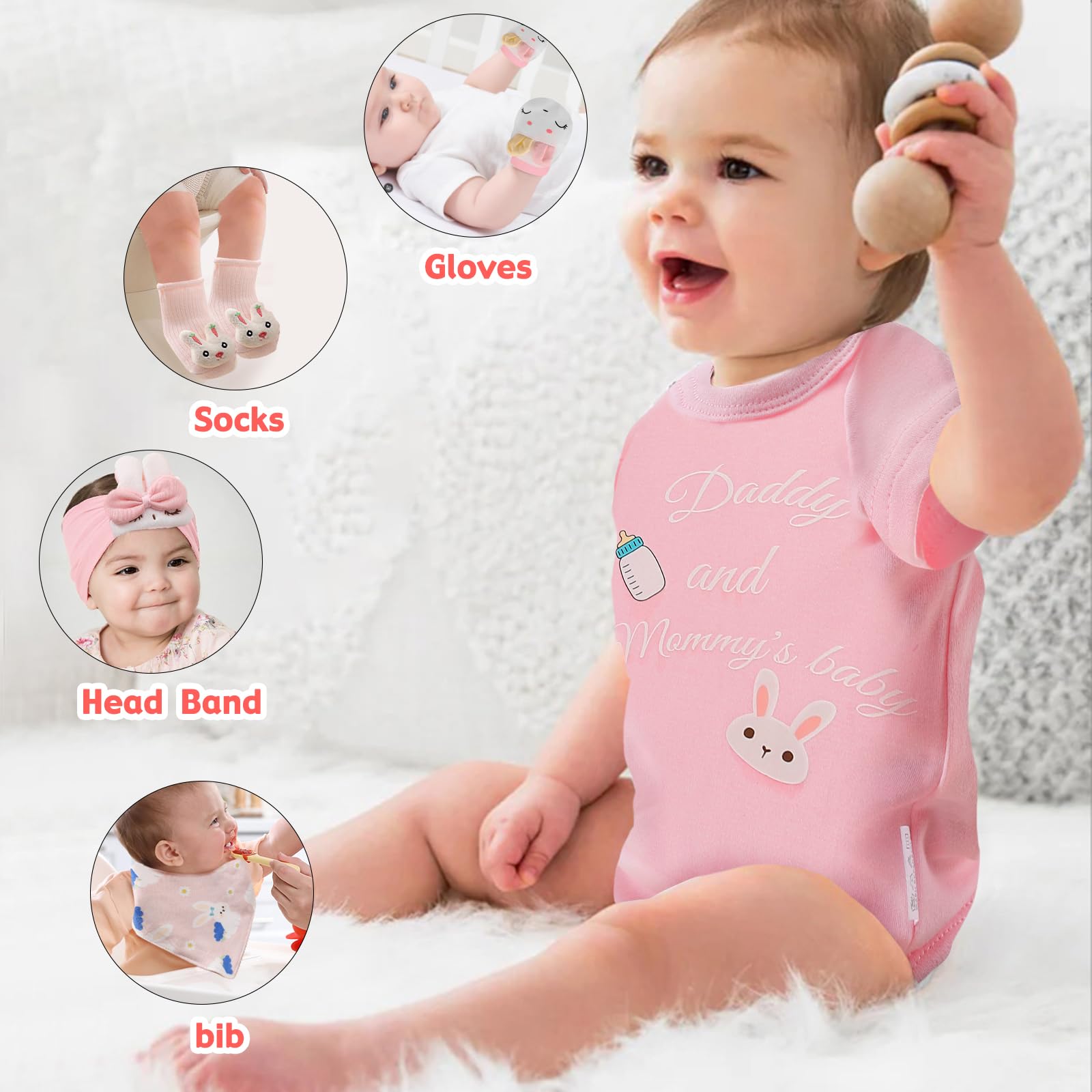 Rieltec bunny rattle, easy grip for early sensory play