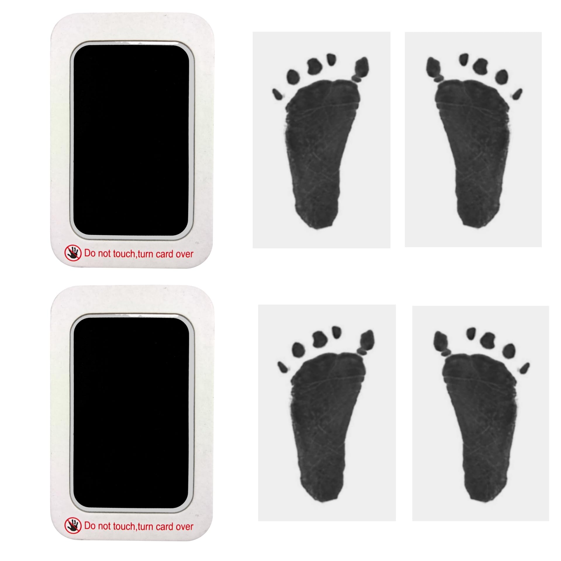 RIKWOG baby handprint and footprint kit shows inkless pads for clean, lasting keepsake of baby hands and feet.