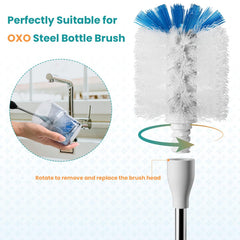 RIMAY bottle brush refill soft-side bristles protect glass surfaces during cleaning.