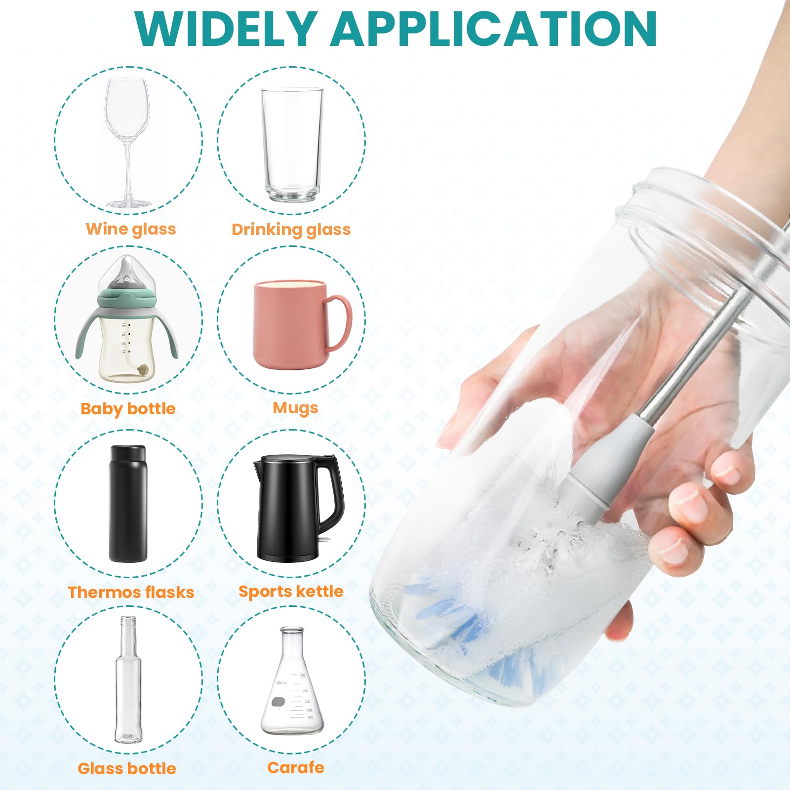 RIMAY easy-rotate design simplifies head attachment on the bottle brush.
