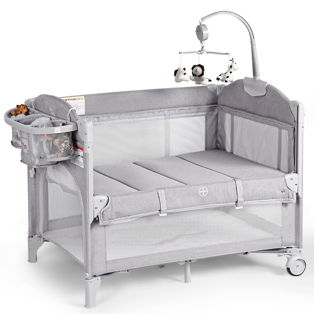 Rinnebbit baby bassinet bedside sleeper attaches securely for night nursing convenience.