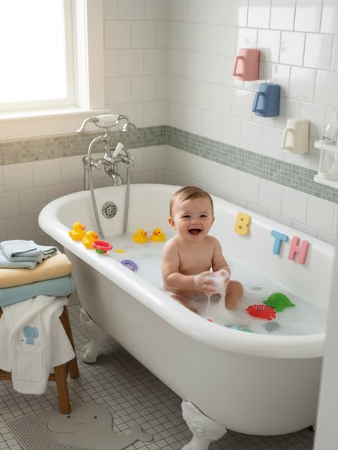 Rinzee easy-clean design highlights simple rinsing after bath play.