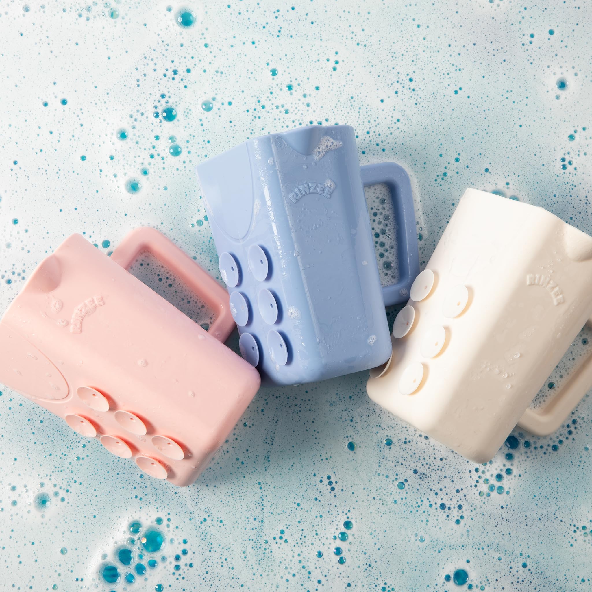 Rinzee patent-pending cup showcases innovative, convenient bath accessories.