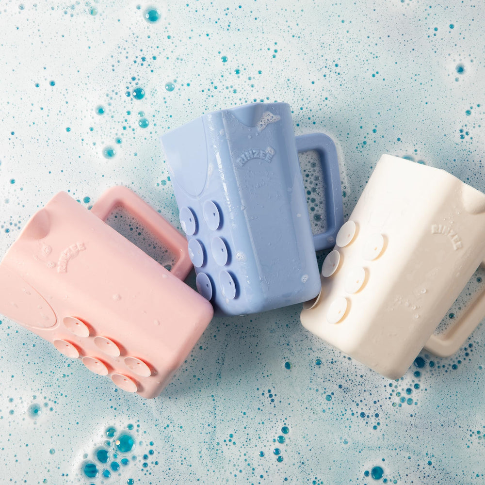 Rinzee patent-pending cup showcases innovative, convenient bath accessories.