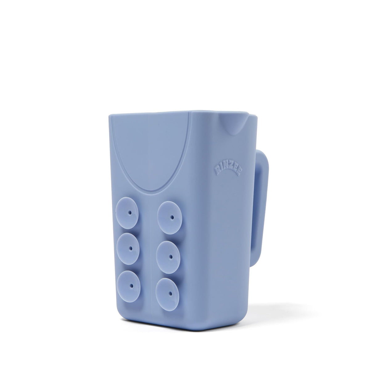 Rinzee baby bath cup suction on tile keeps tub organized and within easy reach.