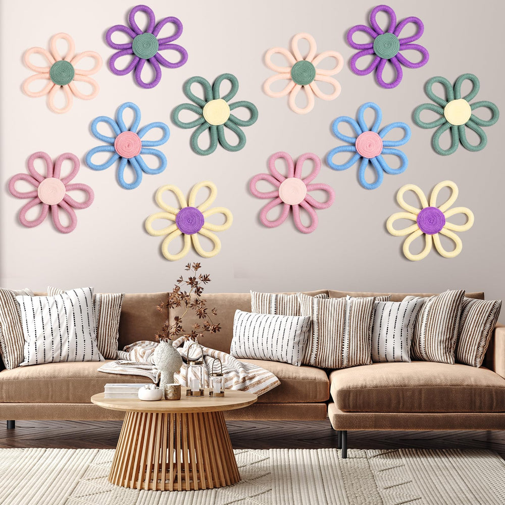 Ripeng boho daisy wall art pink—soft tone brightens walls for gentle, friendly decors.