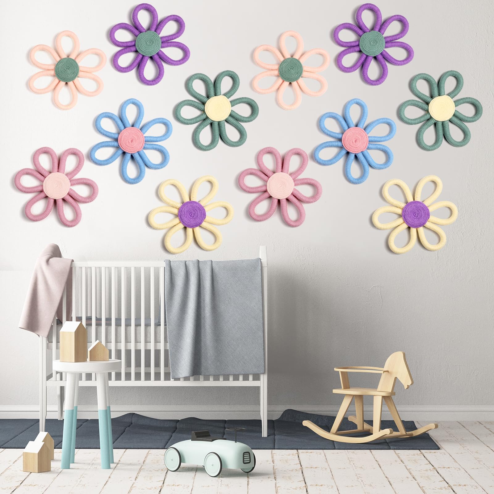 Ripeng boho daisy wall art purple—rich shade complements modern nurseries and creative play areas.