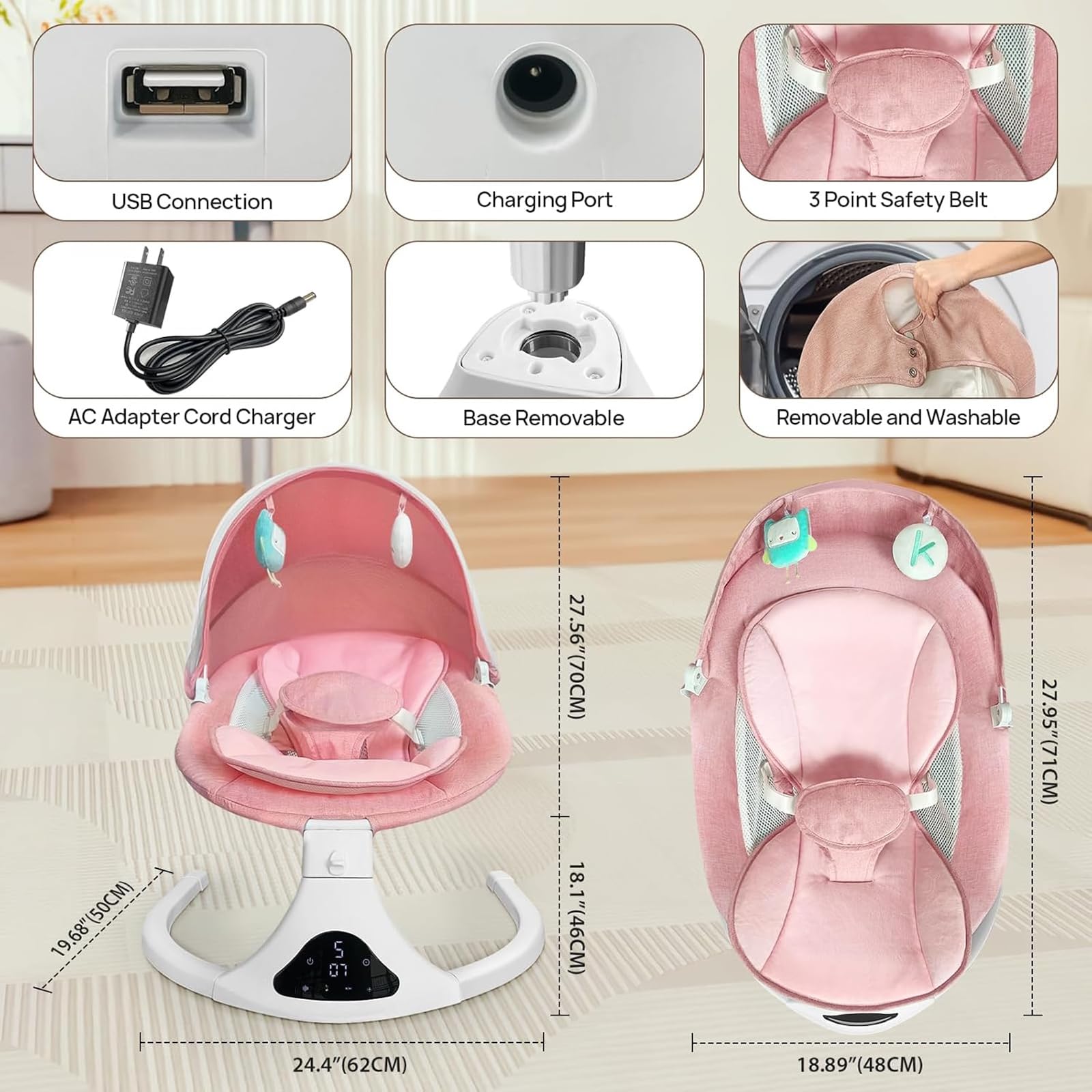 RIVIPLOU 3-point harness ensures secure seating as your child grows.