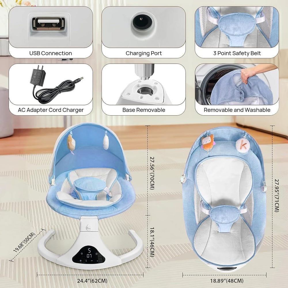 RIVIPLOU baby swing portable design for living room and travel use.