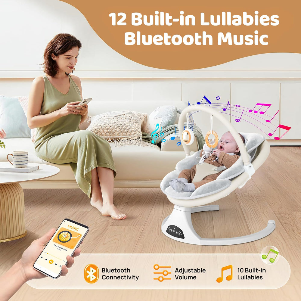 RIVIPLOU swing powered by battery and AC adapter for flexible use.