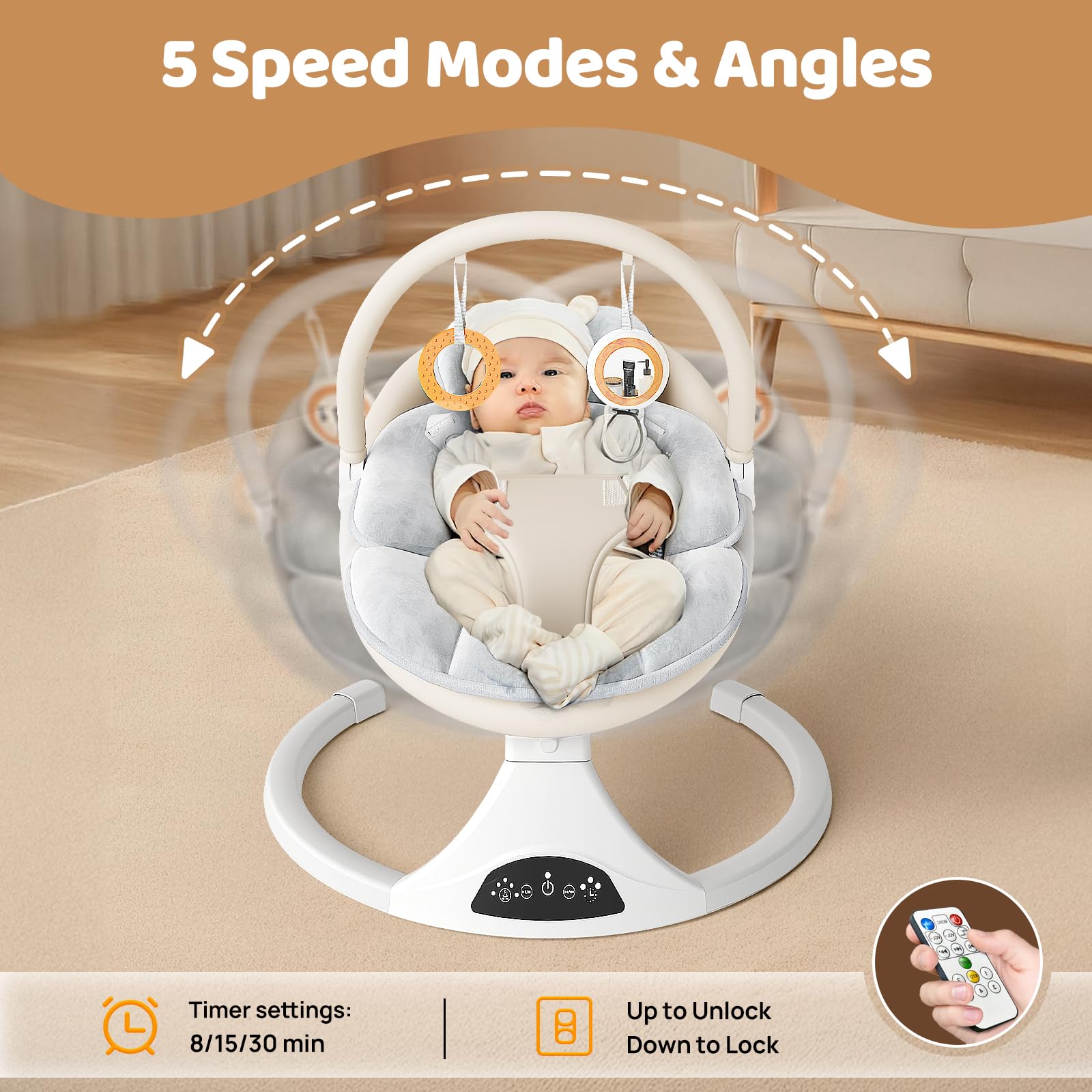 RIVIPLOU detachable seat pad for easy cleaning and baby comfort.