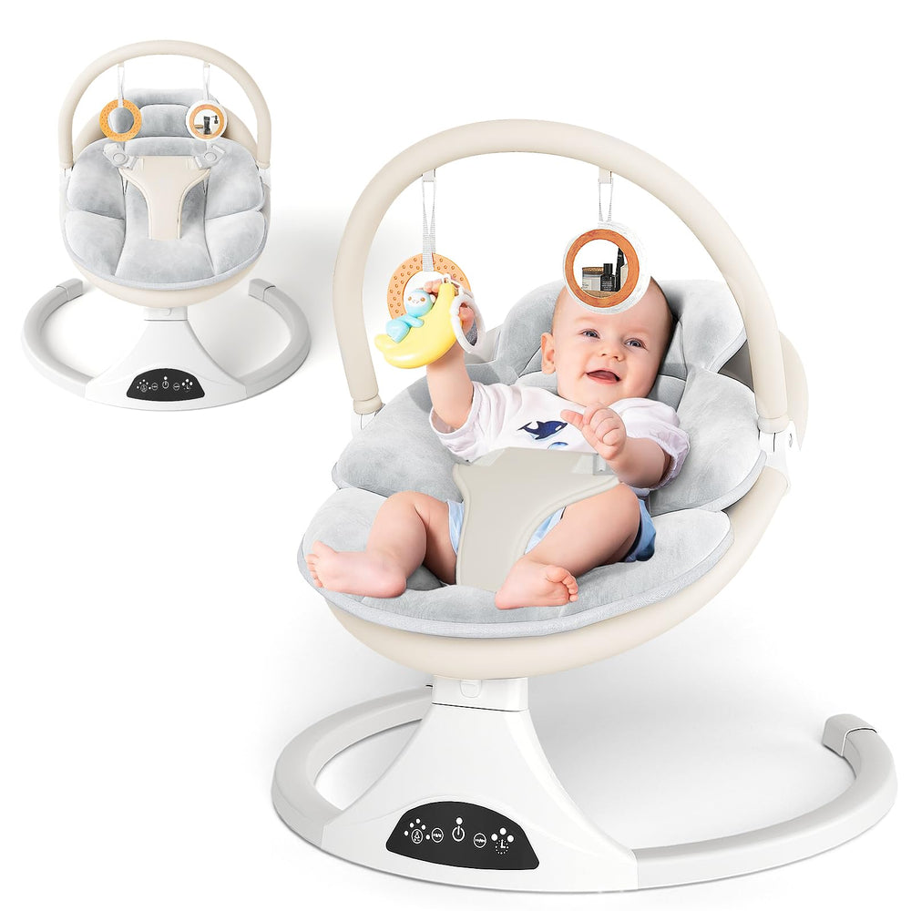 RIVIPLOU electric baby swing with remote control for soothing up to 30 feet.