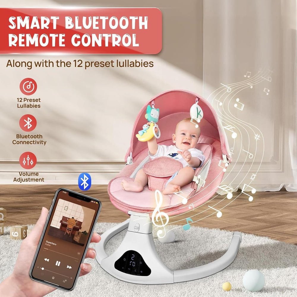 RIVIPLOU electric baby swing remote control enables effortless adjustments during soothing sessions.