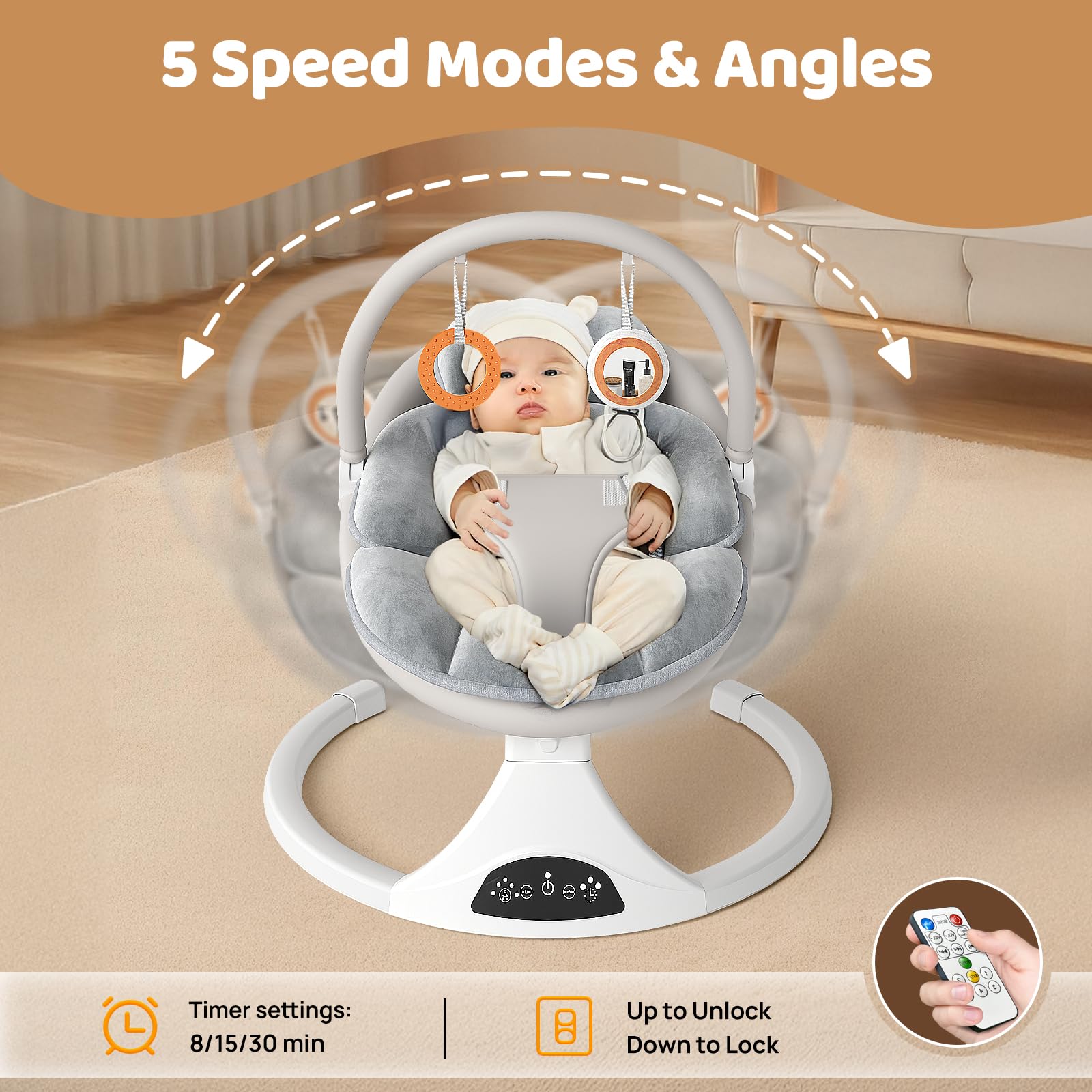 RIVIPLOU five natural motion speeds with soft fabric and quiet motor