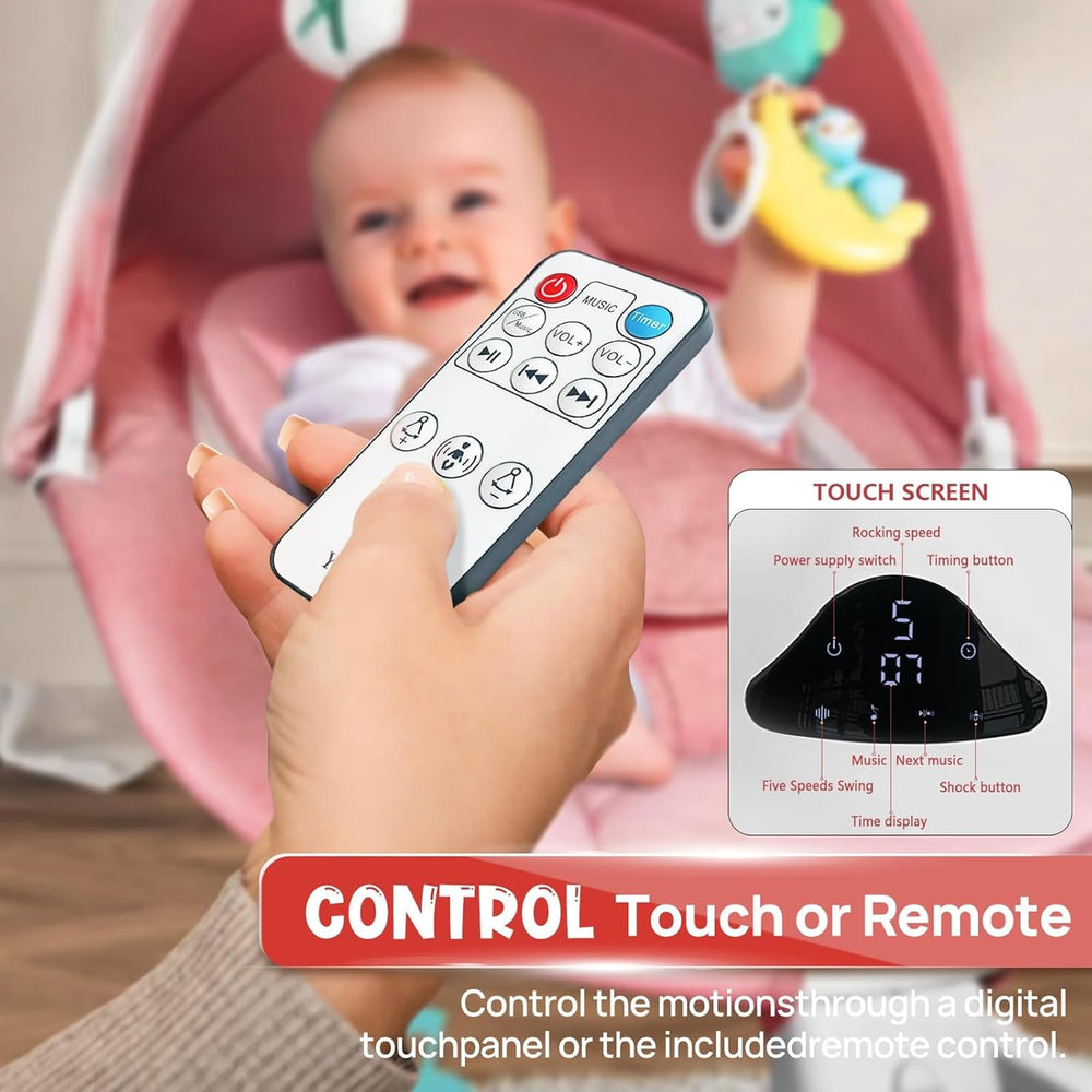 RIVIPLOU music speaker delivers lullabies for a quiet, soothing rocking session.