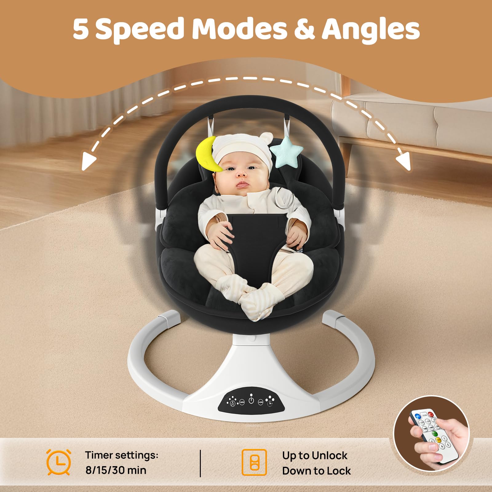 RIVIPLOU portable infant swing shown folded for travel