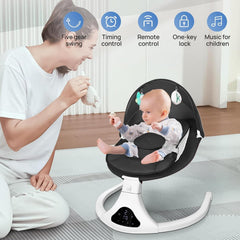 RIVIPLOU three-point harness keeps infant secure during gentle rocking.