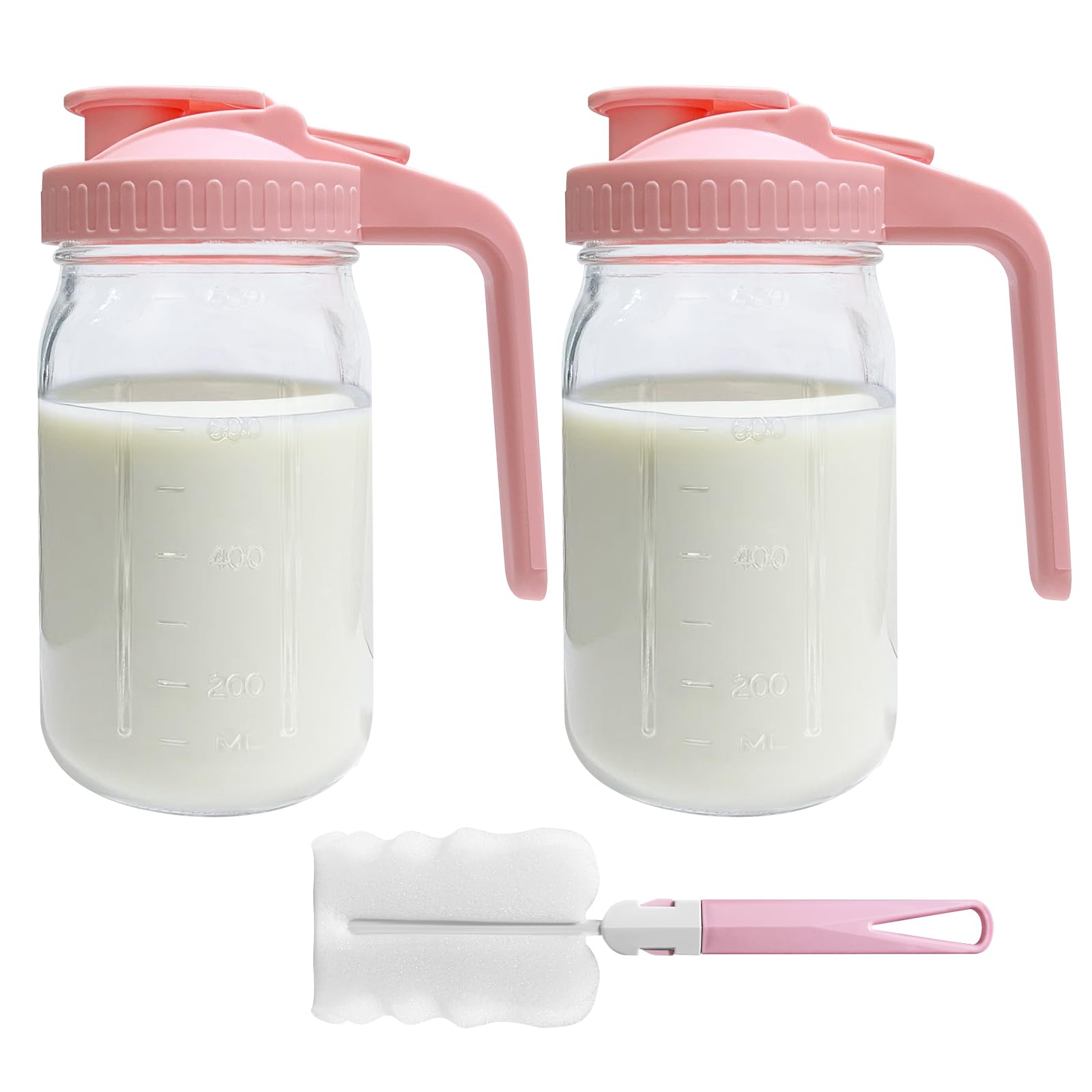 Riznpo breastmilk pitcher 32oz with wide mouth for easy pouring and secure milk storage.