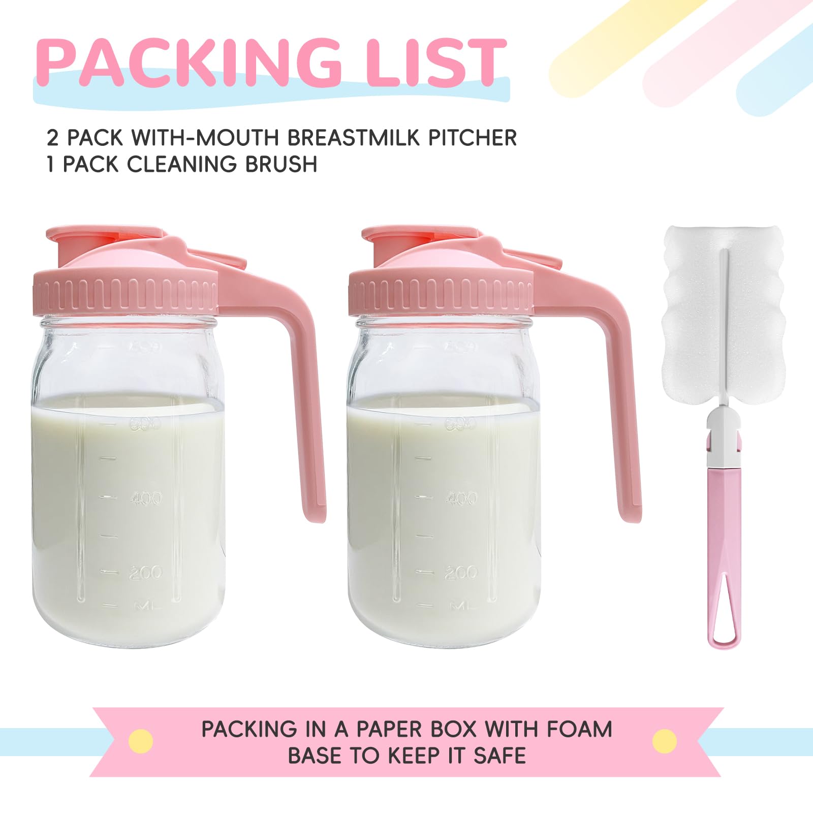 Riznpo flip-top lid glass pitcher for leak-proof storage and quick sealing after feeding.