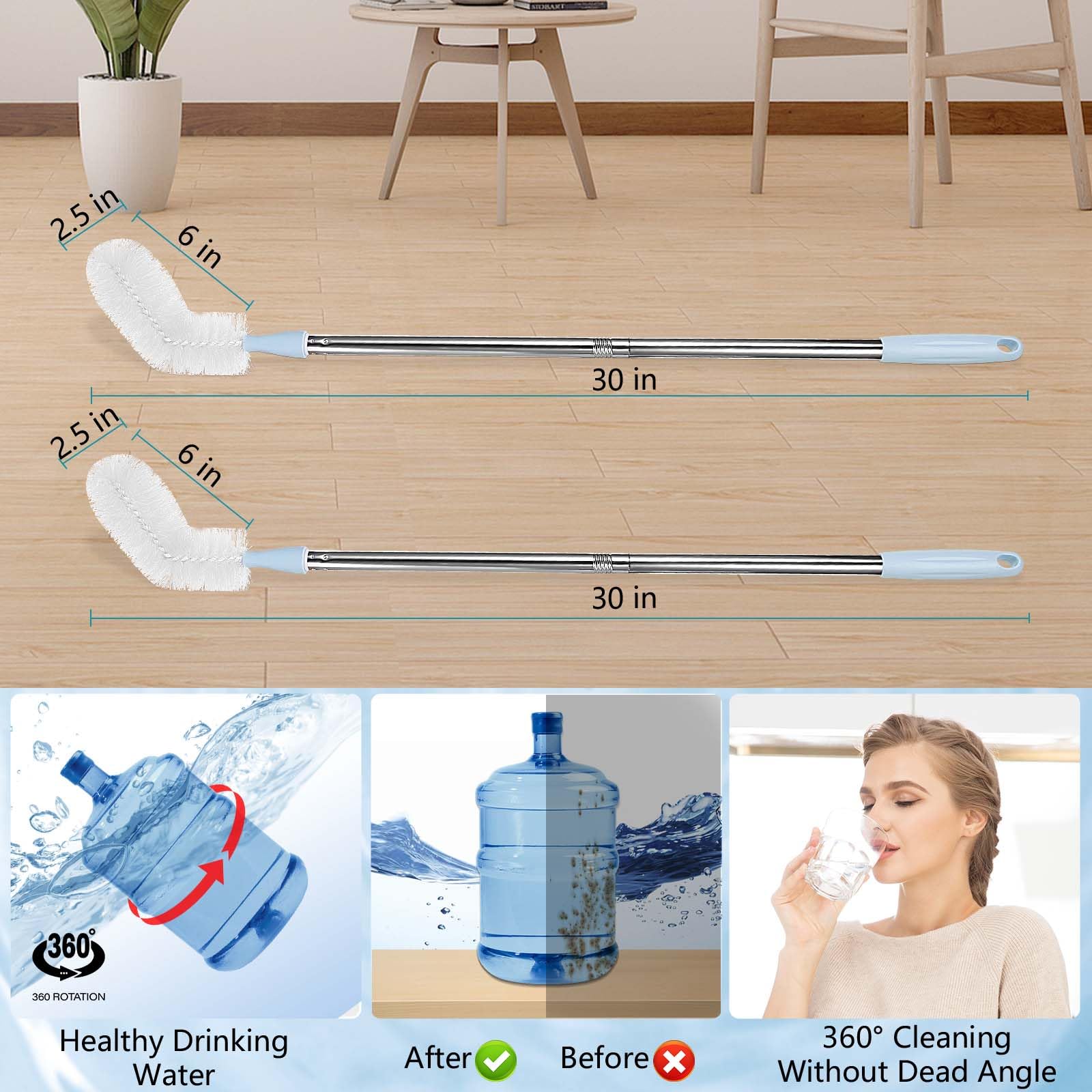 Rkddo bendable-head bottle brush cleans curved interiors