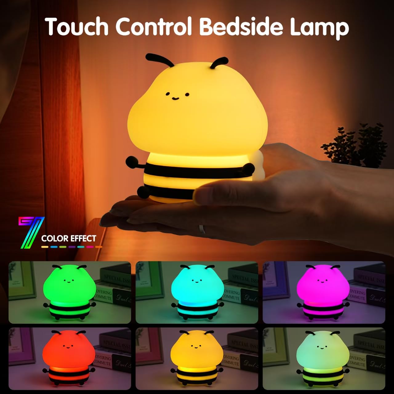 Rktnorv Bee Night Light touch control button for easy brightness