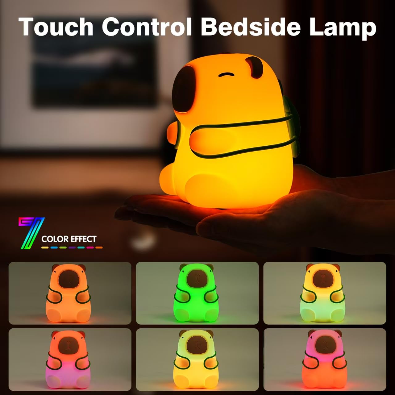 Rktnorv Capybara Night Light in dimming mode for cozy reading.