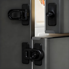 ROAESTKE 4-pack cabinet locks installed on a cabinet for child-safe storage