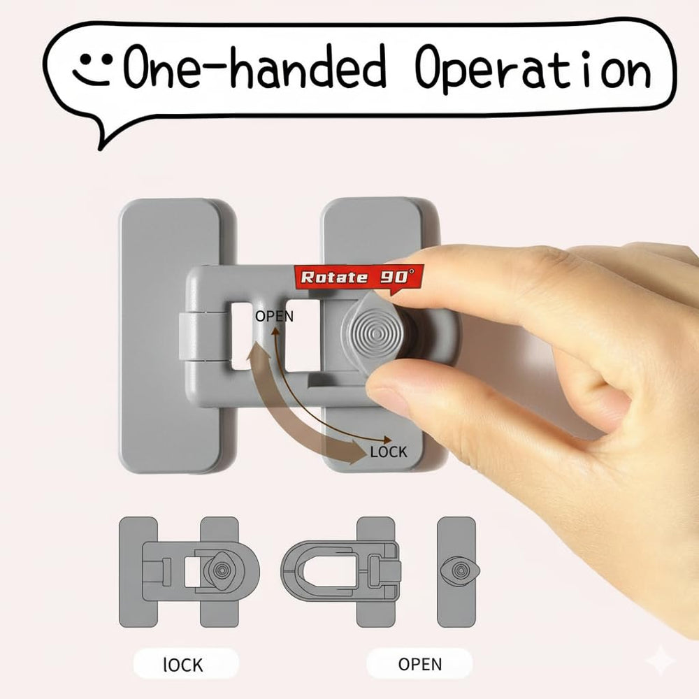 ROAESTKE grey freezer locks demonstrate durable, non-drilling installation for preventing kid access.