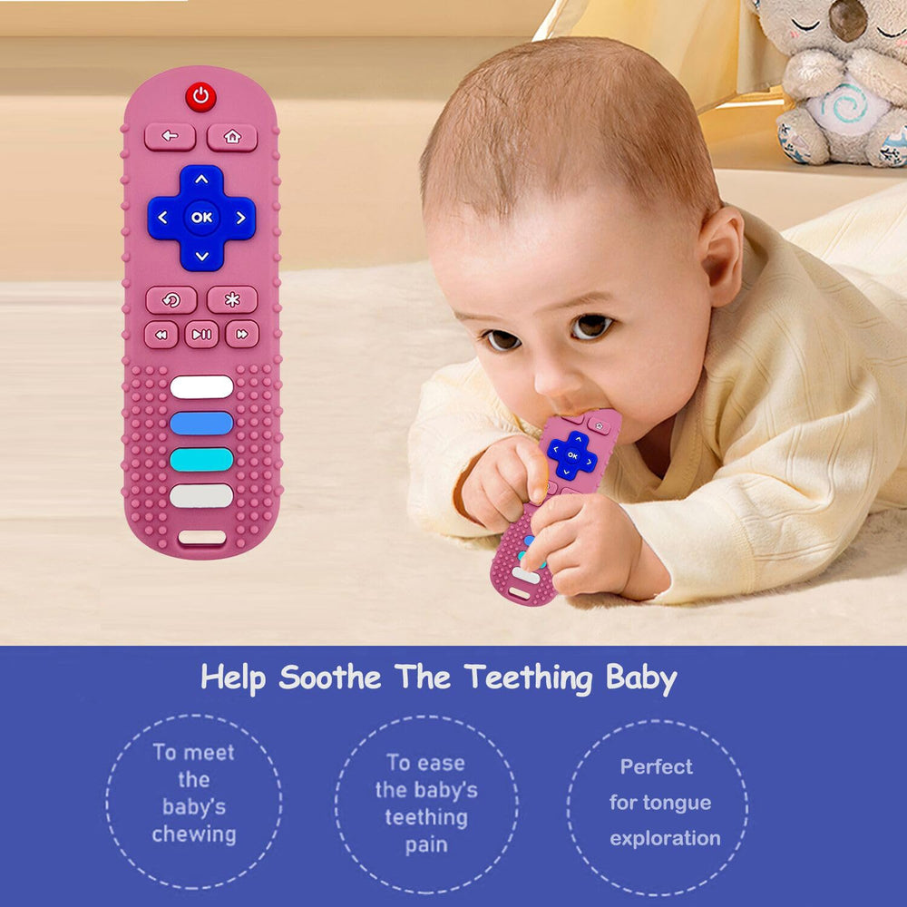 ROBBEAR easy-grip teether fits tiny hands for secure chewing sessions.