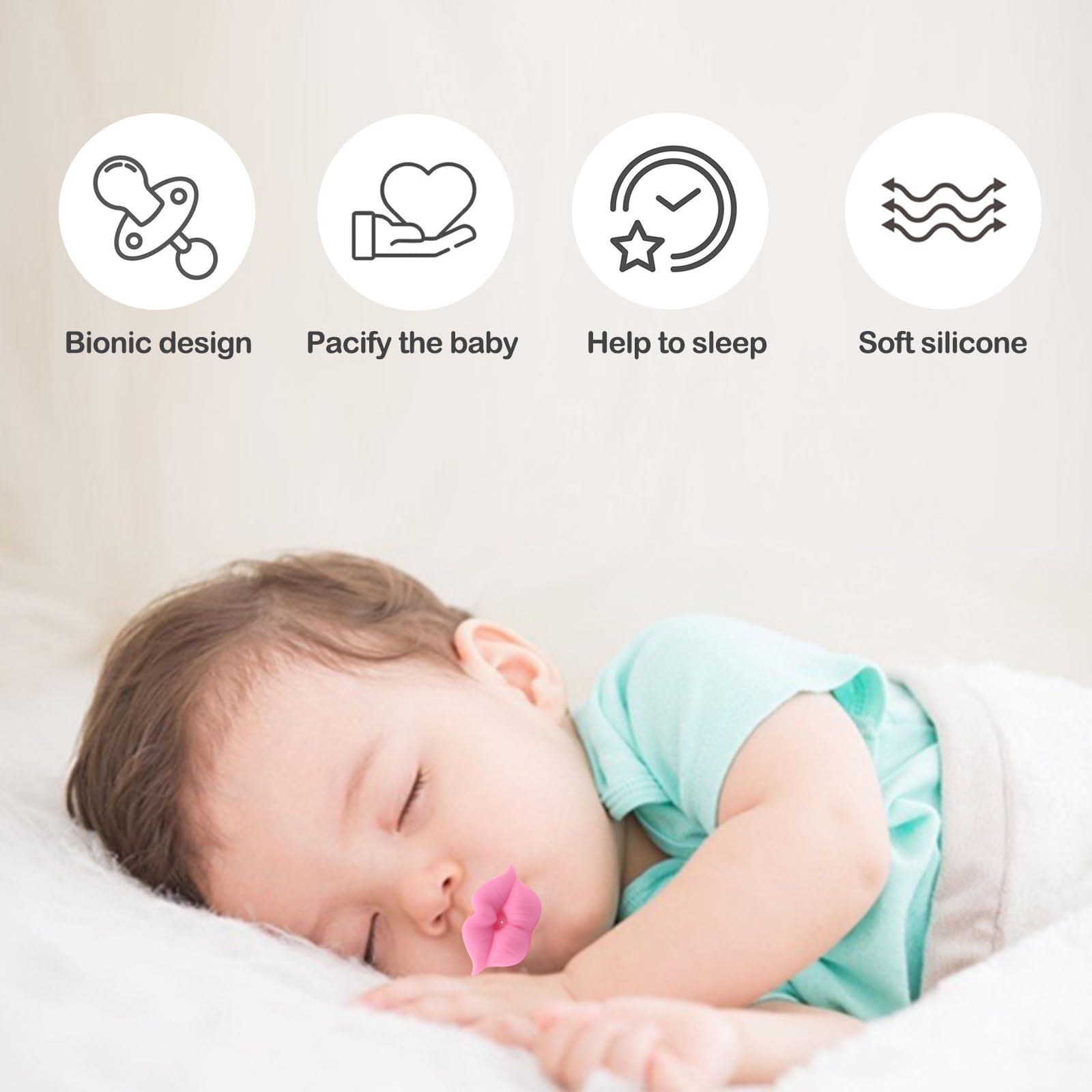 ROBBEAR ergonomic nipple pacifier supports comfortable sucking for infants