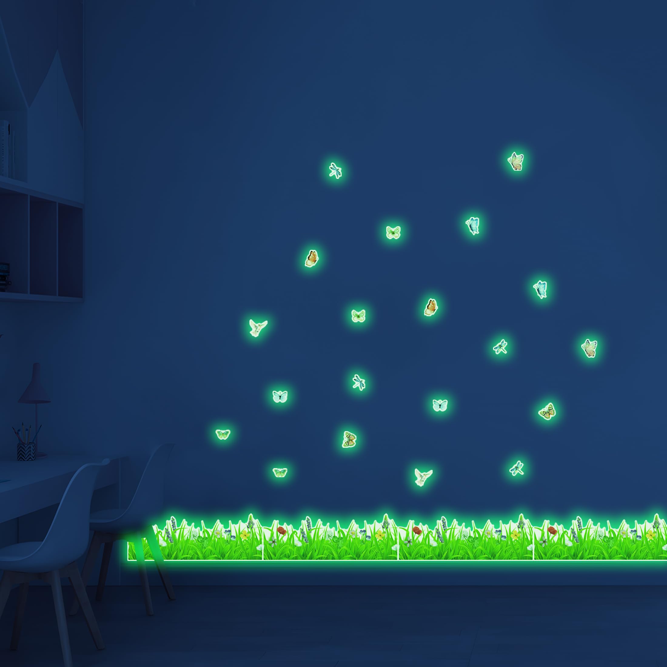 Robmoda baseboard skirting line decal updates walls and door frames with subtle greenery.