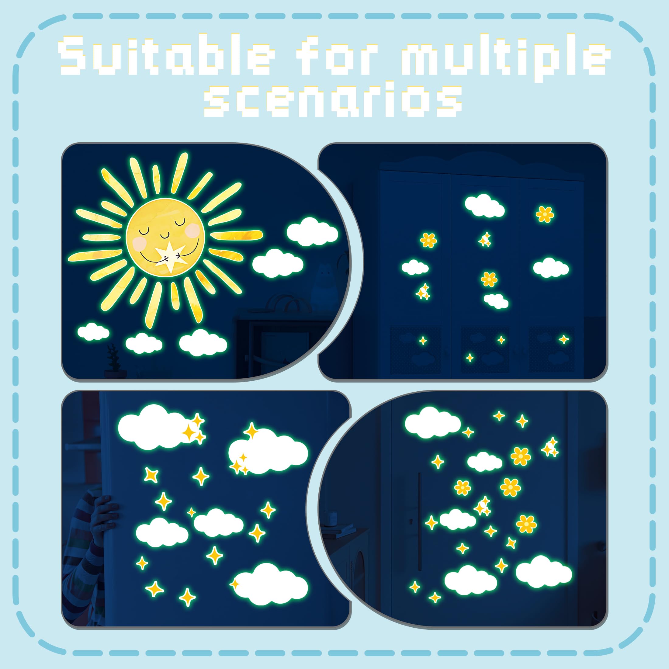 Robmoda clouds wall decal complements sunny scenes for cohesive decor.