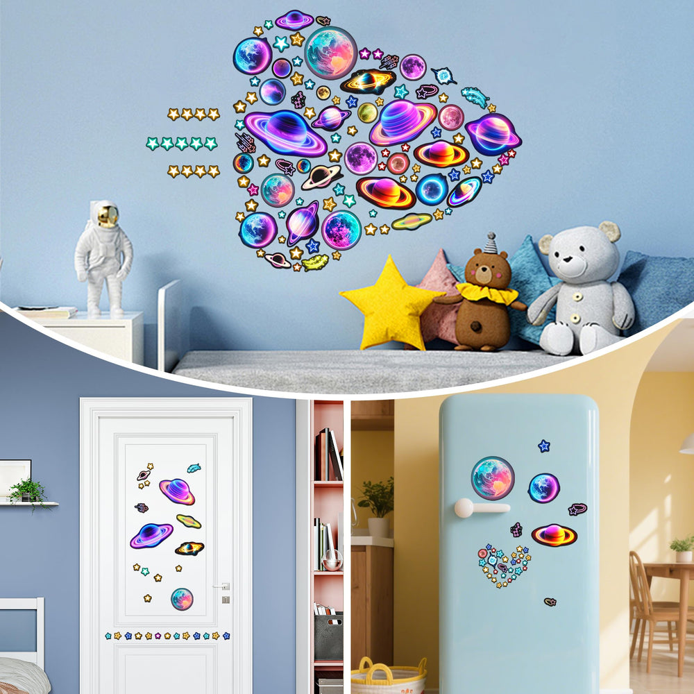Robmoda colorful space planets wall decals add whimsical galaxy vibe