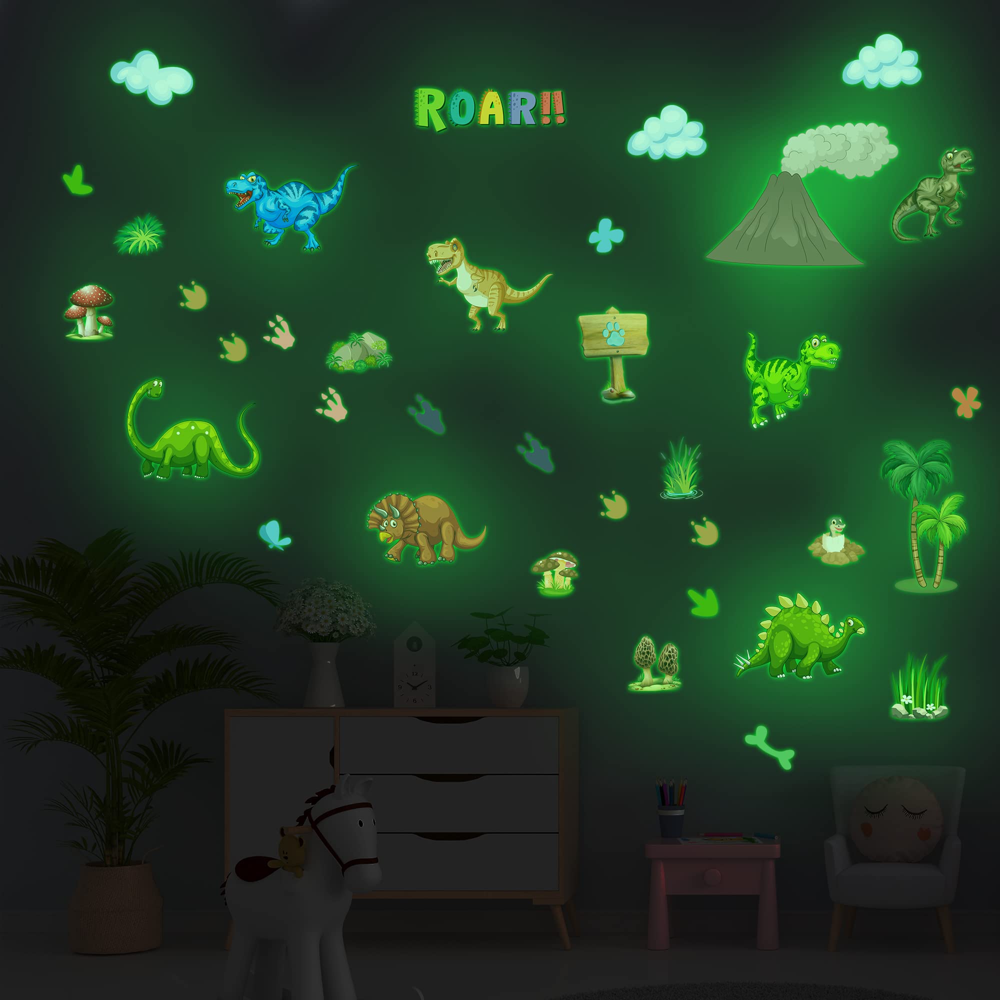Robmoda dinosaur footprints wall sticker glides on smooth surfaces for quick, damage-free decorating.