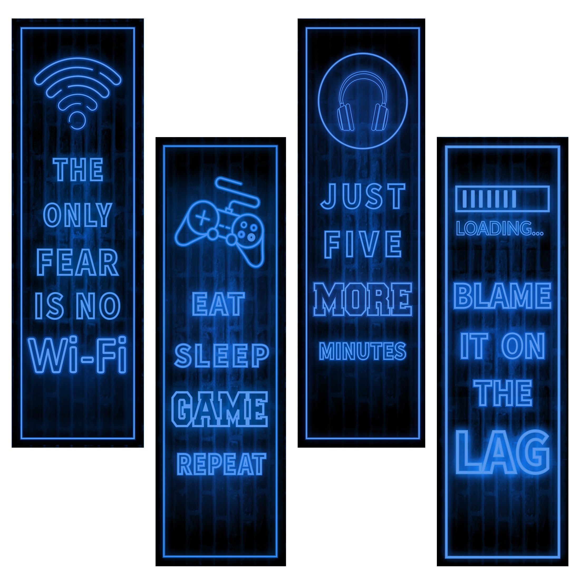 Robmoda Eat Sleep Game decal pack on wall adds playful blue bedroom decor
