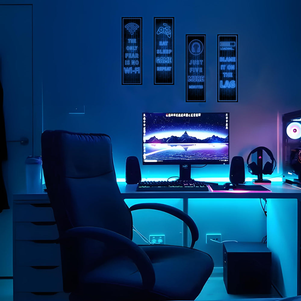 Robmoda Eat Sleep Game room setup with blue decor in a kids' playroom