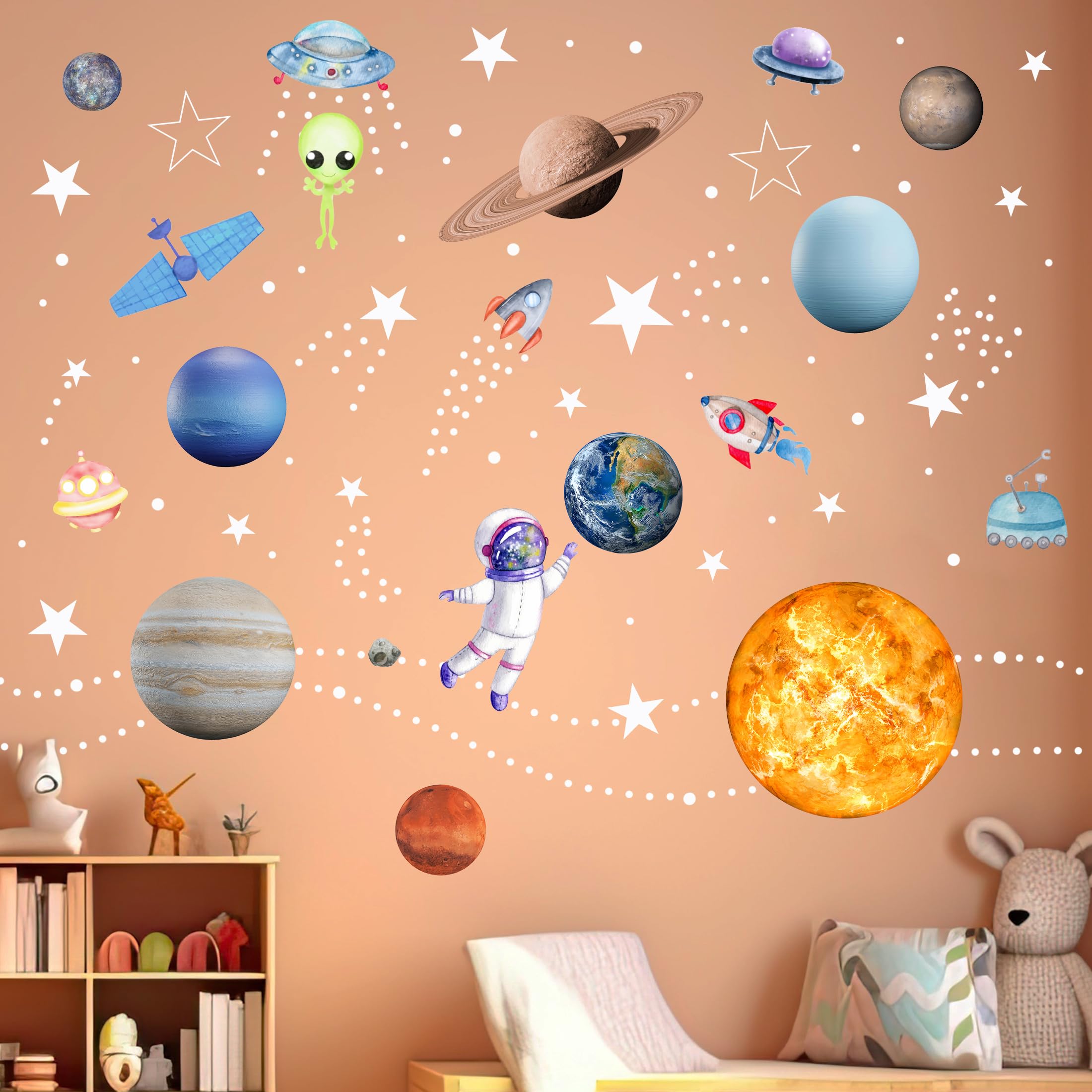 Robmoda flying saucer sticker creates space-themed decor that sparks imagination